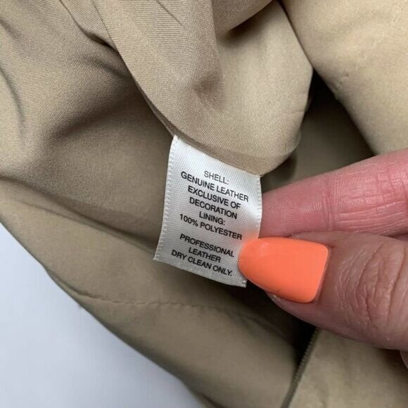 White House Black Market Tan Leather Mini Pencil Skirt SZ 2 Studs Indie Festival - Picture 4 of 8